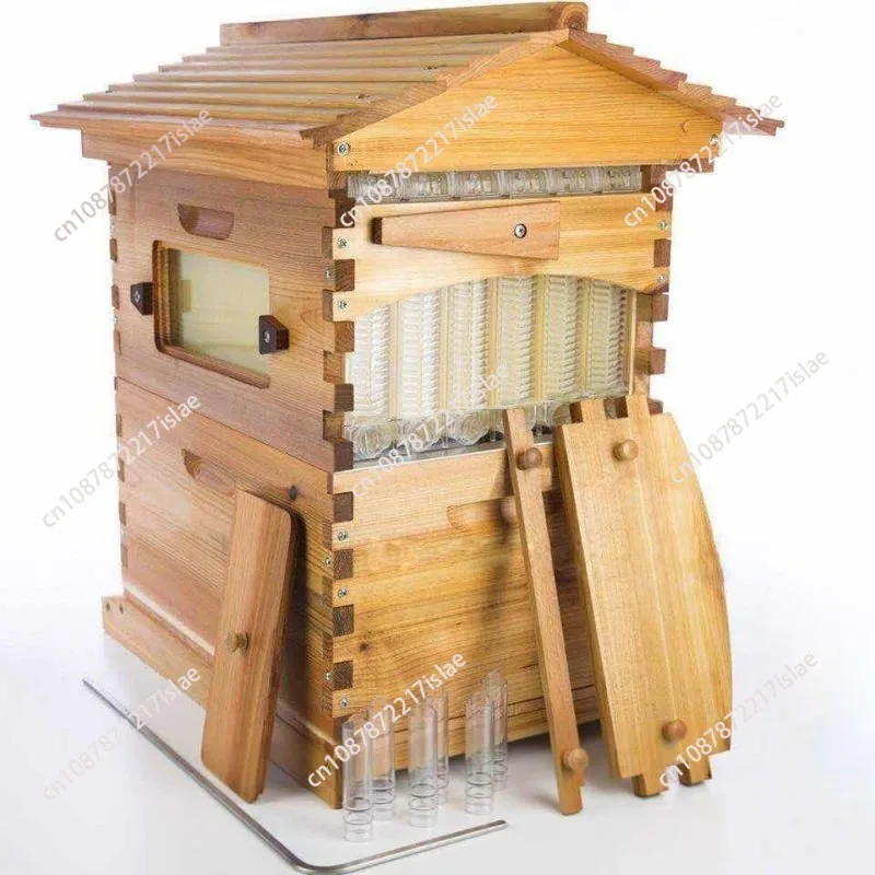 7 Frames Automatic Self-Flowing Honey Beehive Box Beekeeping Hive No-Bee Rack Design