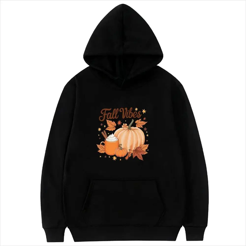 Fall Vibes Pumpkin Spice Graphic Hooded Harvest Season Sweatshirt Women Winter Casual Long Sleeve Pullover Aesthetic Y2k Hoodie view 2