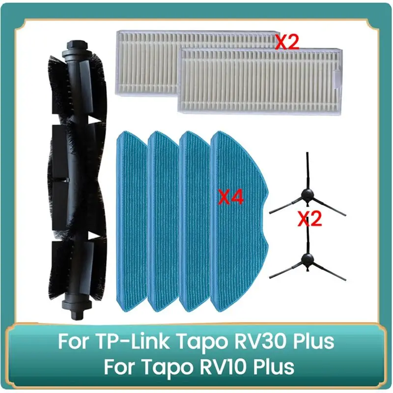 B69C 9PCS Main Brush Side Brush Hepa Filters Mop Cloth Fortp-Link Tapo RV30 Plus / Tapo RV10 Plus Vacuum Cleaner Accessories