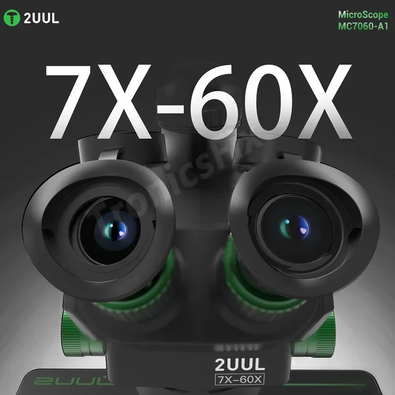 

Тринокулярный микроскоп 2UUL MC7060-A1 с большим основанием для материнской платы мобильного телефона, ремонт печатной платы, 7-60-кратный зум-микроскоп