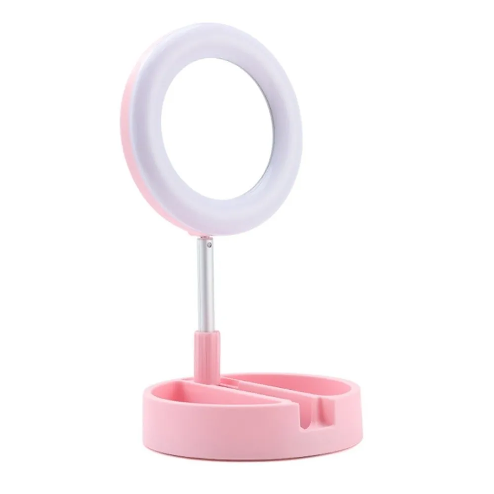 Adjustable Height Makeup Mirror Fill Light Bracket Folding Portable Fill Light Phone Stand Stable Base Universal