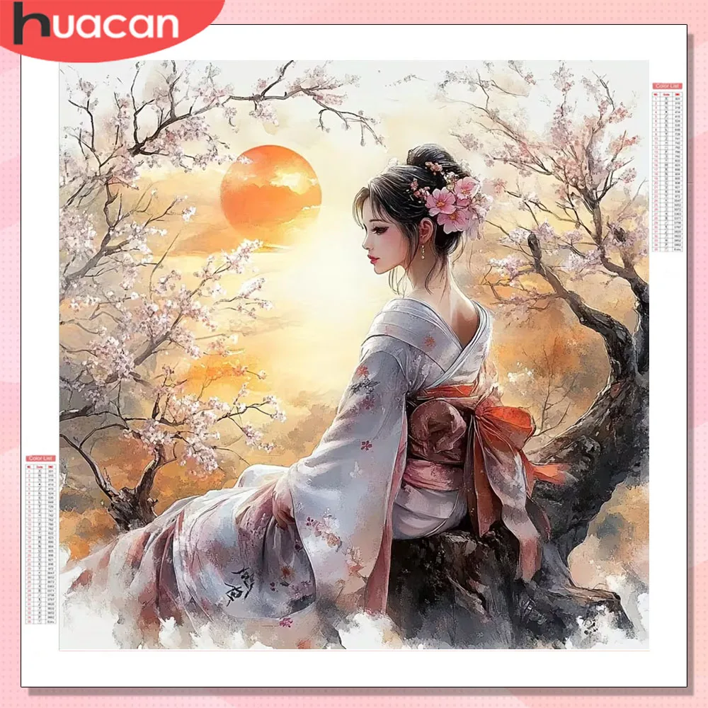 HUACAN Diamond Painting Novelties 2026 Woman Portrait Diamond Mosaic Japanese Girl Room Home Wall Art Decoration