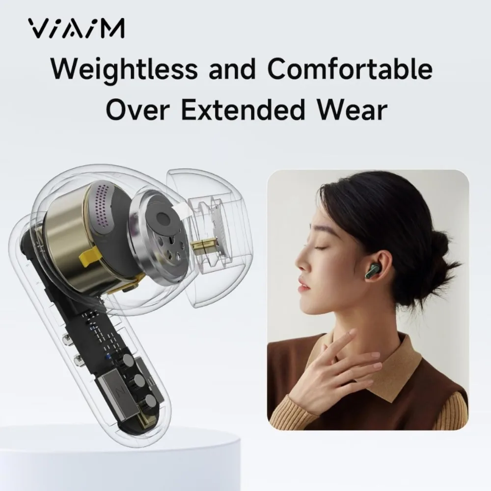 4-in-1 AI Smart Earbuds: Noise Cancelling, Voice Recorder, Translator, Transcriber, IPX5 Waterproof, 40H Battery Life (Renewed) view 3