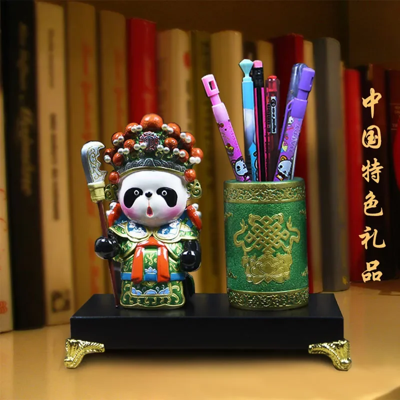 

Peking Opera Face Makeup Panda Pen Holder Three Kingdoms Decoration Drama Character Face Makeup Chinese Style Gift Featured Gift