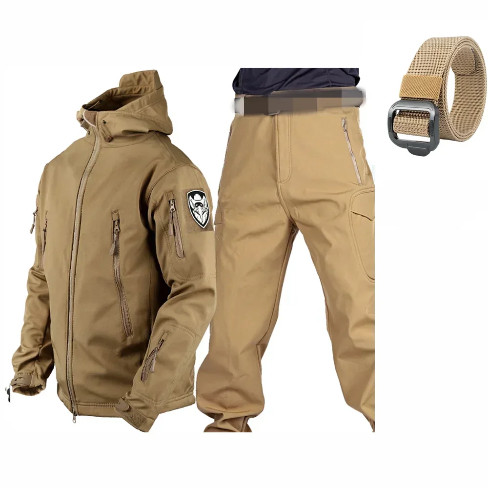 2024 Shark Skin Soft Shell Winter Pluche Verdikte Bergbeklimmen Tactiek Training Winddicht IX7 Combat Broek Jas Pak