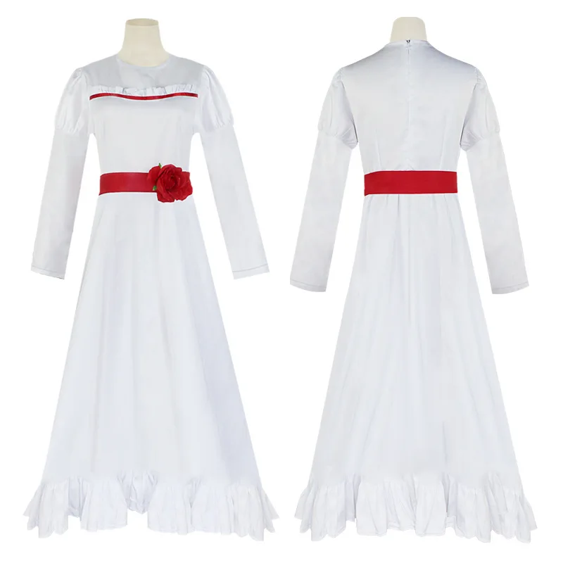 Terrifying Bride's Chachi Annabelle Cosplay Costume Wig Summoning Doll Mask Woman Girl Evil Halloween Horror Costume