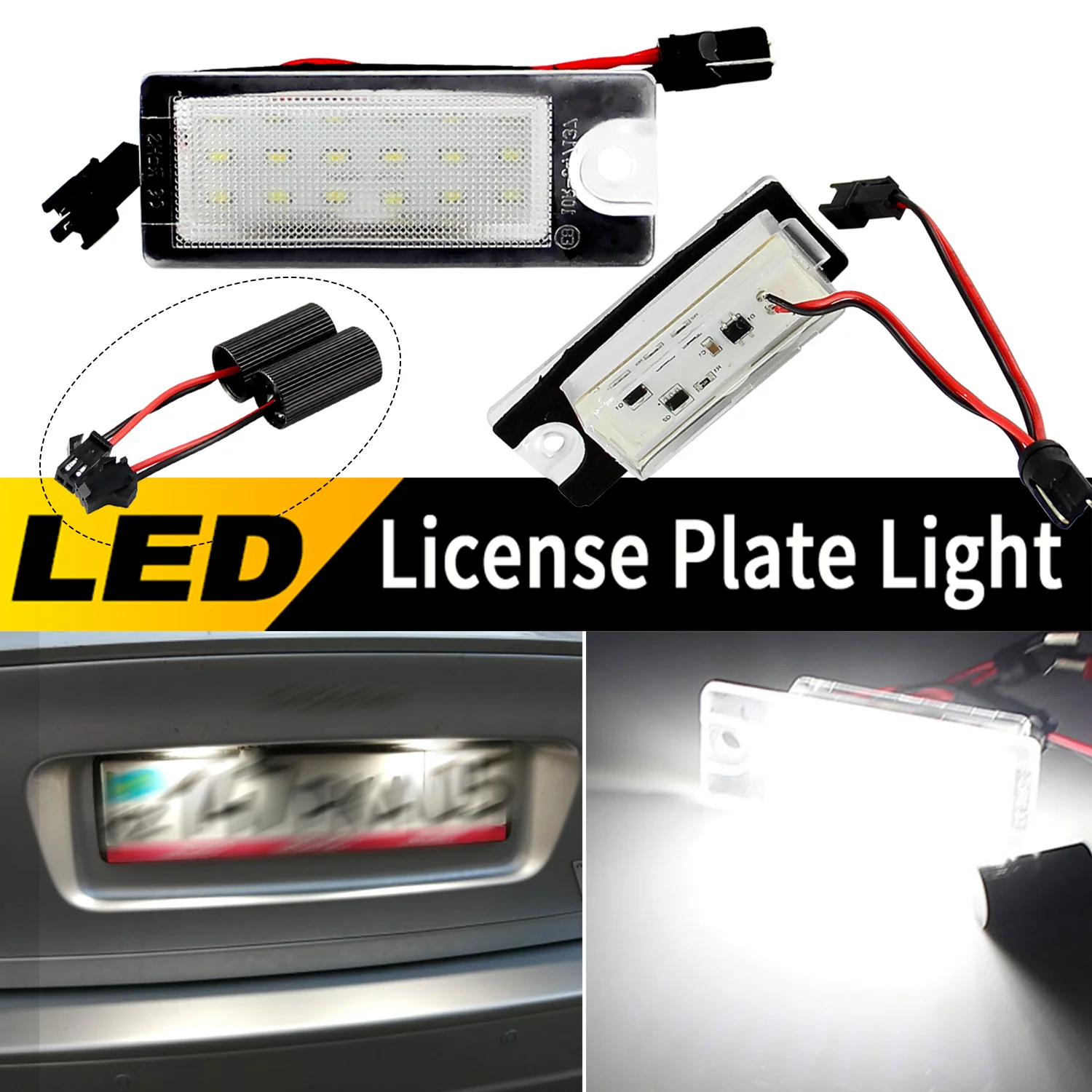 2X LED License Plate Lights 18 Car Number LEVED License Plate Lamp Light for Volvo S80 99-06 S60 V70 XC70 XC90 Car Accessories