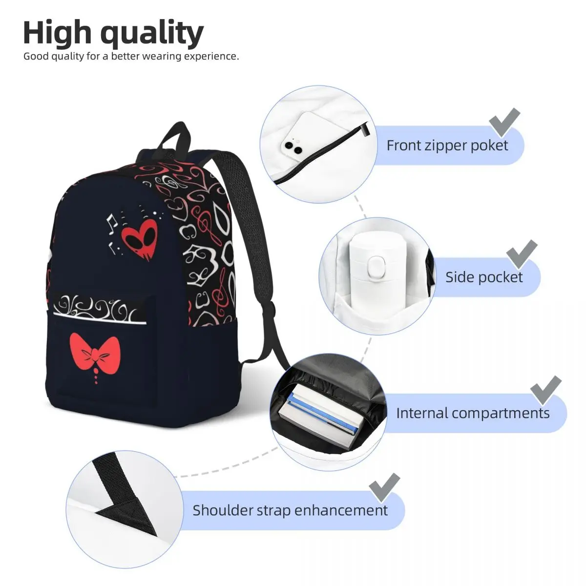 Helluva Boss Moxxie for Men Women Student School Bookbag Canvas Daypack Elementary High College Travel