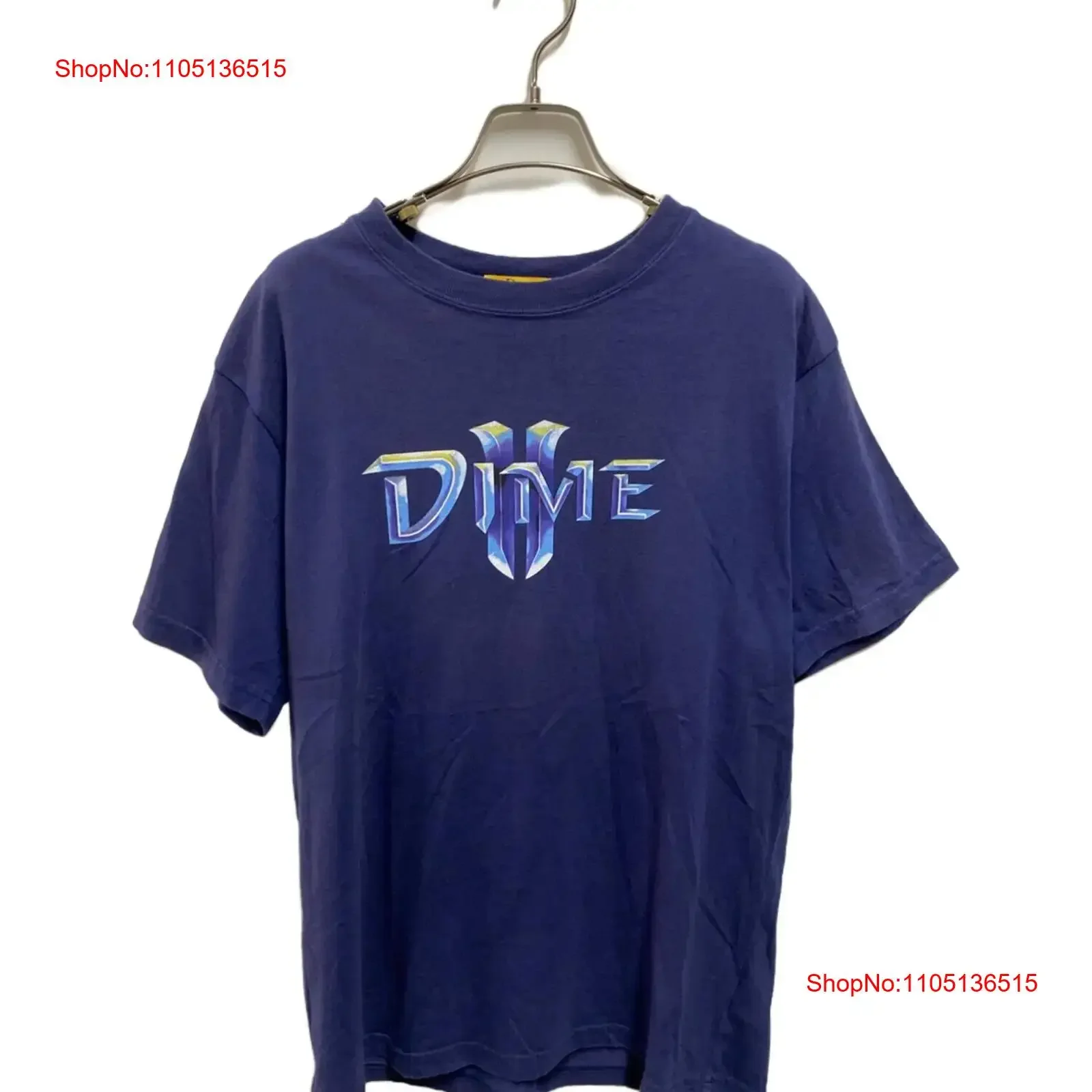 

Dime TERRAN T shirt Size S Navy Men vintage Washed Versatile Stretched graphic Slightly Top For Everyday Wear Casual