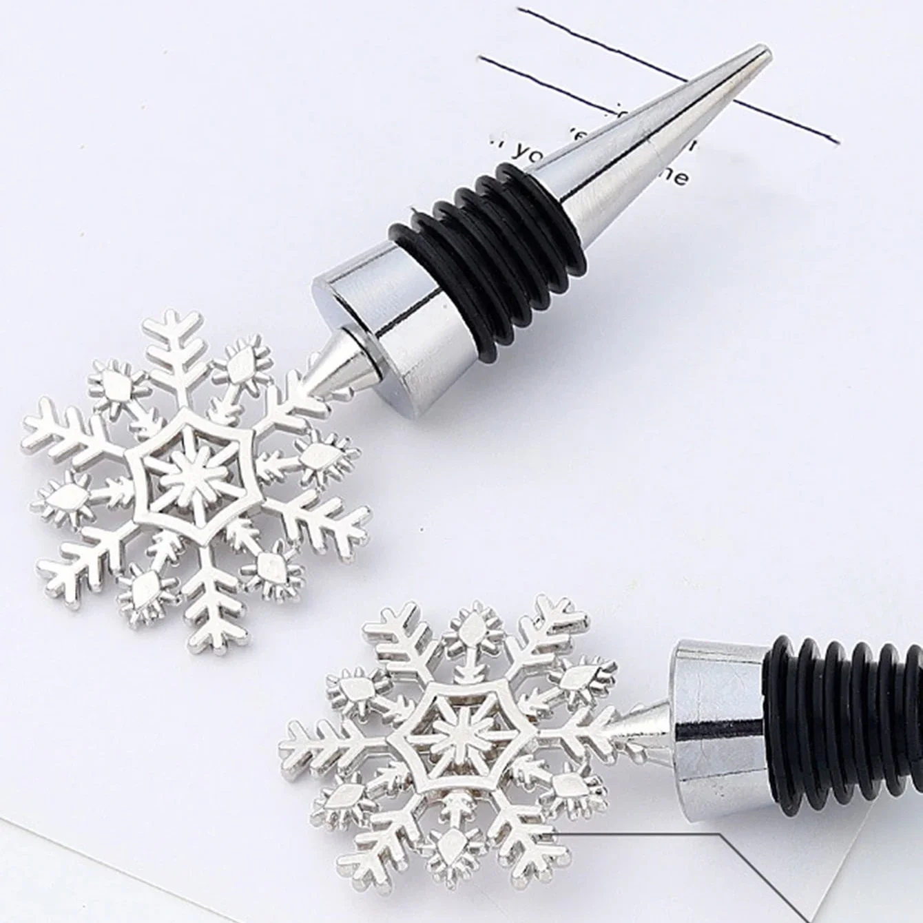 1pc Creative Christmas Gift Wine Bottle Stopper Preservation Snowflake Shape Wine Stopper Party