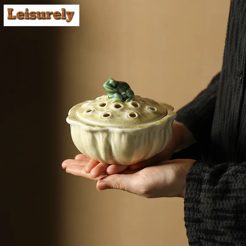 Lotus Pond Frog Fun Incense Holder Zen Garden Incense Burners Consecrate Scented Aromatic Candles Censer Indoor Craft Supplies - view 2