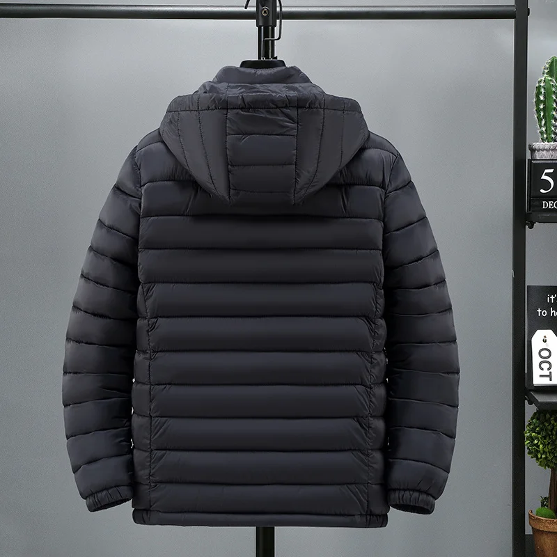 Heren 2023 Winter Nieuwe Jas Met Capuchon Katoenen Parka 'S Mannelijke Waterdichte Streepkleding Heren Warme Kleding Effen Kleur Maat 6xl 7xl