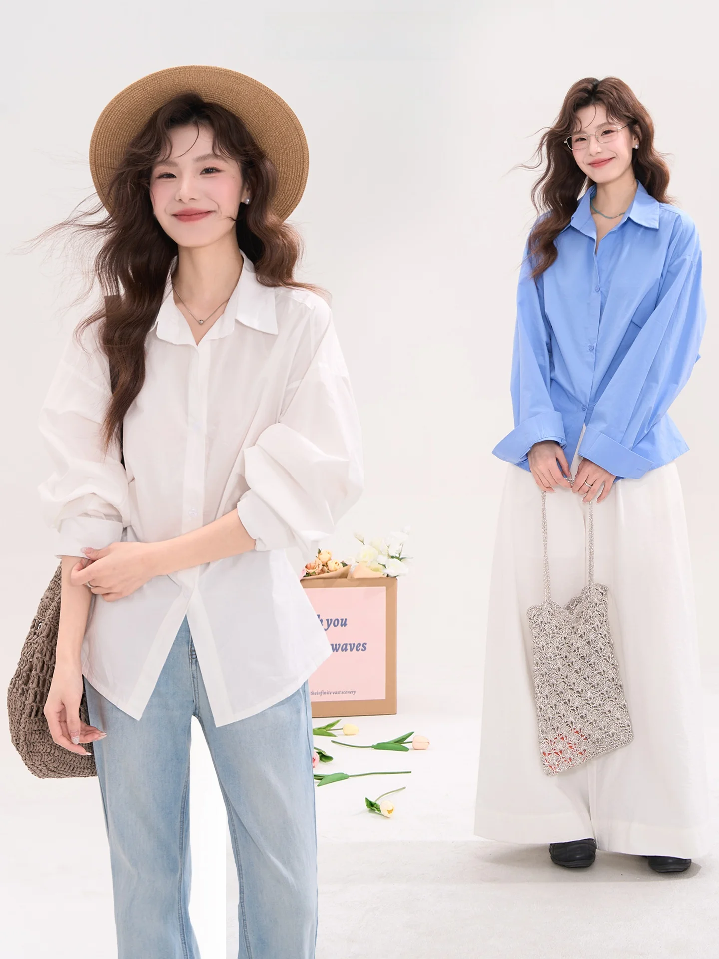 

Heme High Quality Slimming Long Sleeve Shirt Women's Commute Style Pleated Waist Cinched Top Spring Fashion Ladies' Blouse