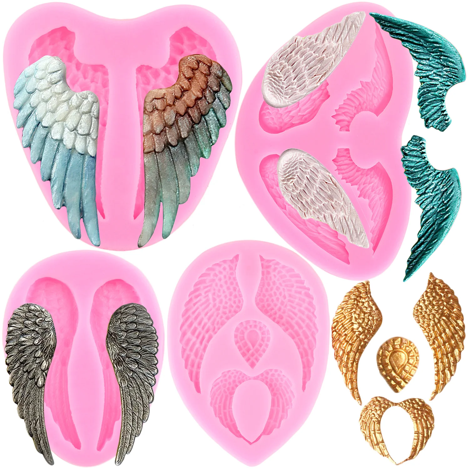 Angel Wings Silicone Mold Cupcake Fondant Molds Cake Decorating Tools Chocolate Gumpaste Mould Candy Resin Clay Moulds