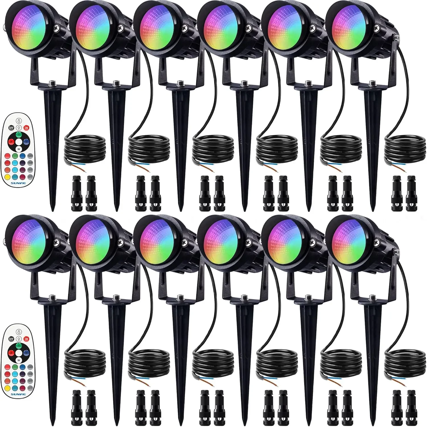 RGB Low Voltage Landscape Lights Color Changing 12W LED Landscape Lighting Outdoor Waterproof Spotlight Remote Control