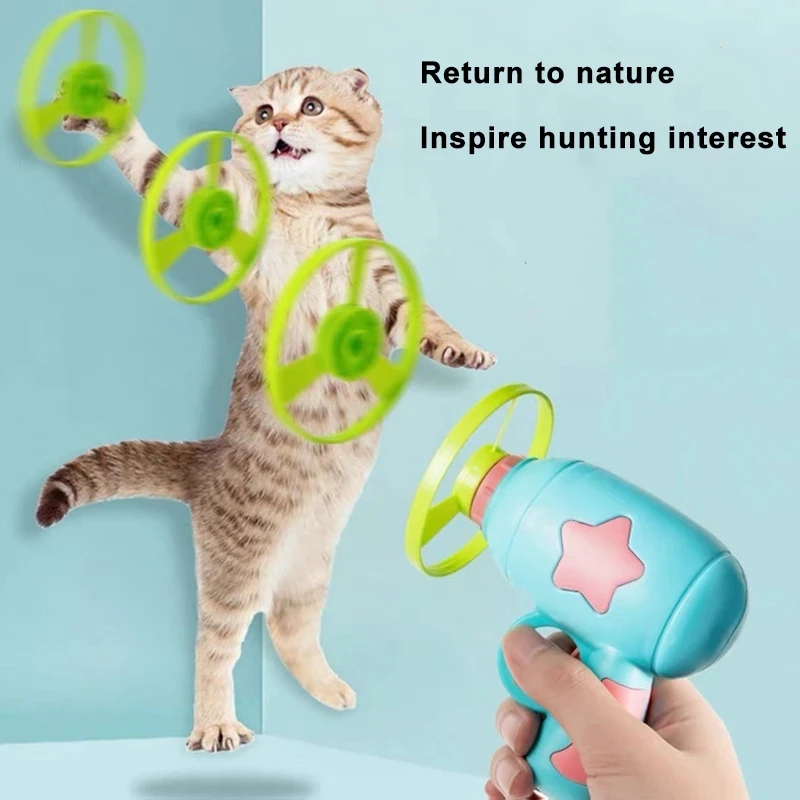 Funny Plastic Toys Flying Saucer Cat Toys Interactive Teaser Training Toy