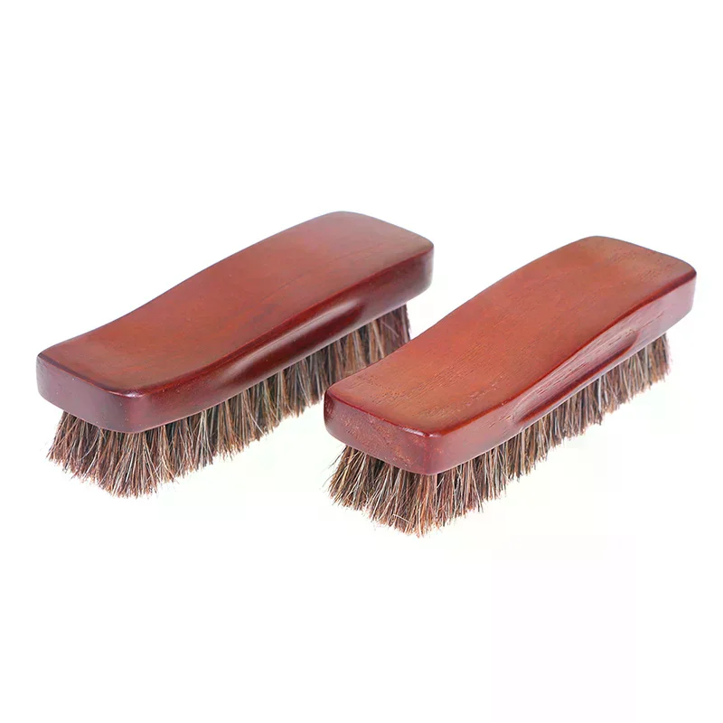 1pc Horsehair Wooden Brush Car Detailing Polishing Buffing Brush Soft Horsehair Leather Brush Multifunctional Cleaning Tools