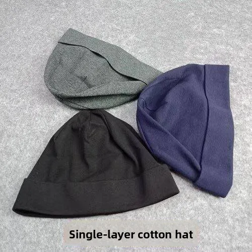 Thin Cotton Melon Skin Cap Breathable Casual Headscarf Men's Sleep Cap Women's Hat Head Cover European Korean Spring Summer A...