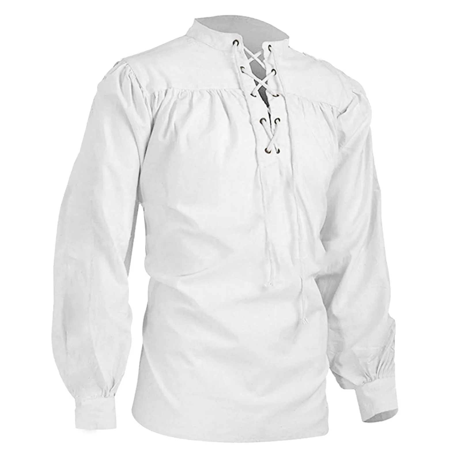 Chemises gothiques à manches longues pour hommes, haut bandage fin, chemise médiévale décontractée, mode Renaissance, solide