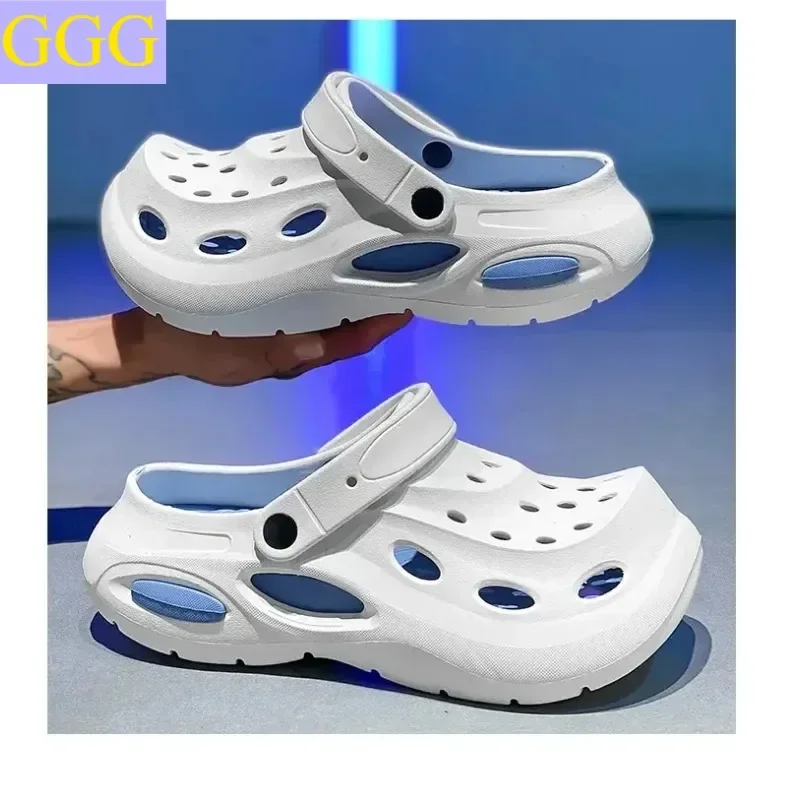

Men's perforated shoes and slippers are comfortable, height increasing, versatile, waterproof, and suitable for summer beach wea