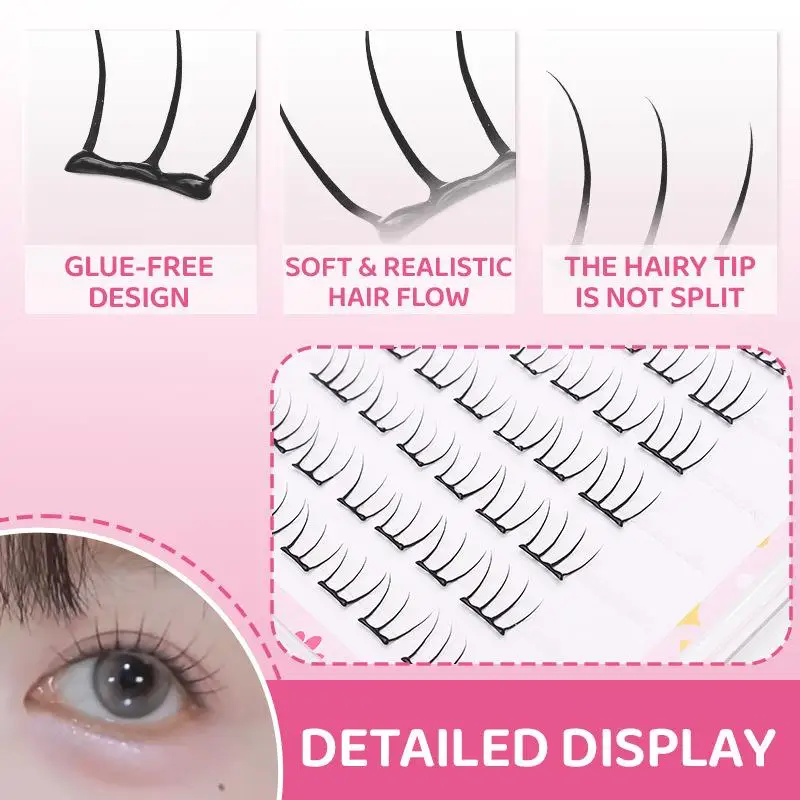 10rows Cluster Lashes Idol Eyes Self Adhesive Korea Eyelashes EyeMakeup Cluster Individual Anime Eyelash Lash Natural D8E9