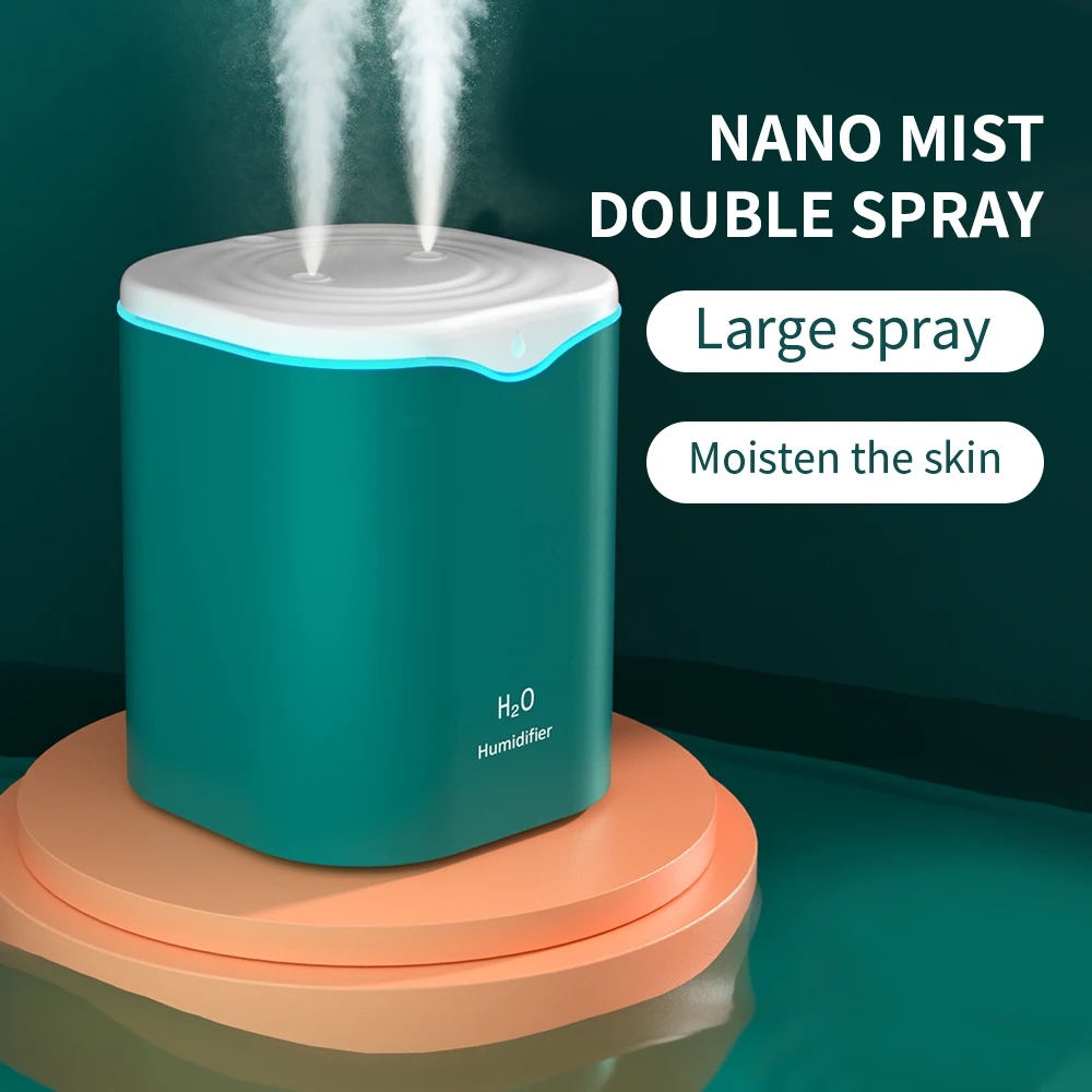 2L capacity 2W USB charging dual spray humidifier large capacity long lasting moisturizing low power energy saving and safe