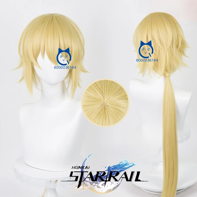 Game Honkai Impact 3 Aether Cosplay Wig 80cmLong Golden Yellow Braid Heat Resistant Synthetic Hair Party Anime Expo Cosplay Wig