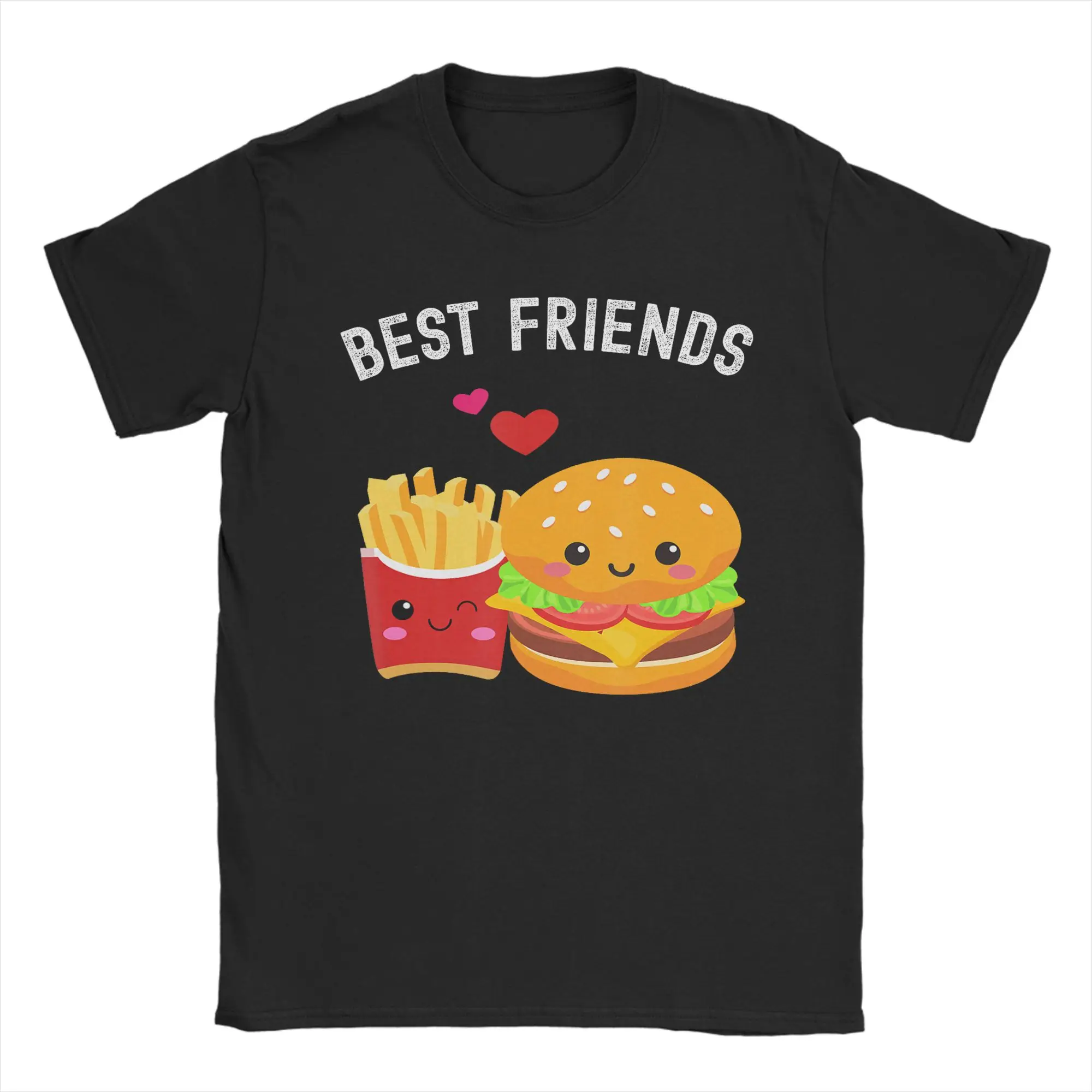 Hamburger French Fries Combo Snacks Fast T-Shirt Men Friends Novelty Pure Cotton Tee Shirt Short Sleeve T Shirts Plus Size Tops