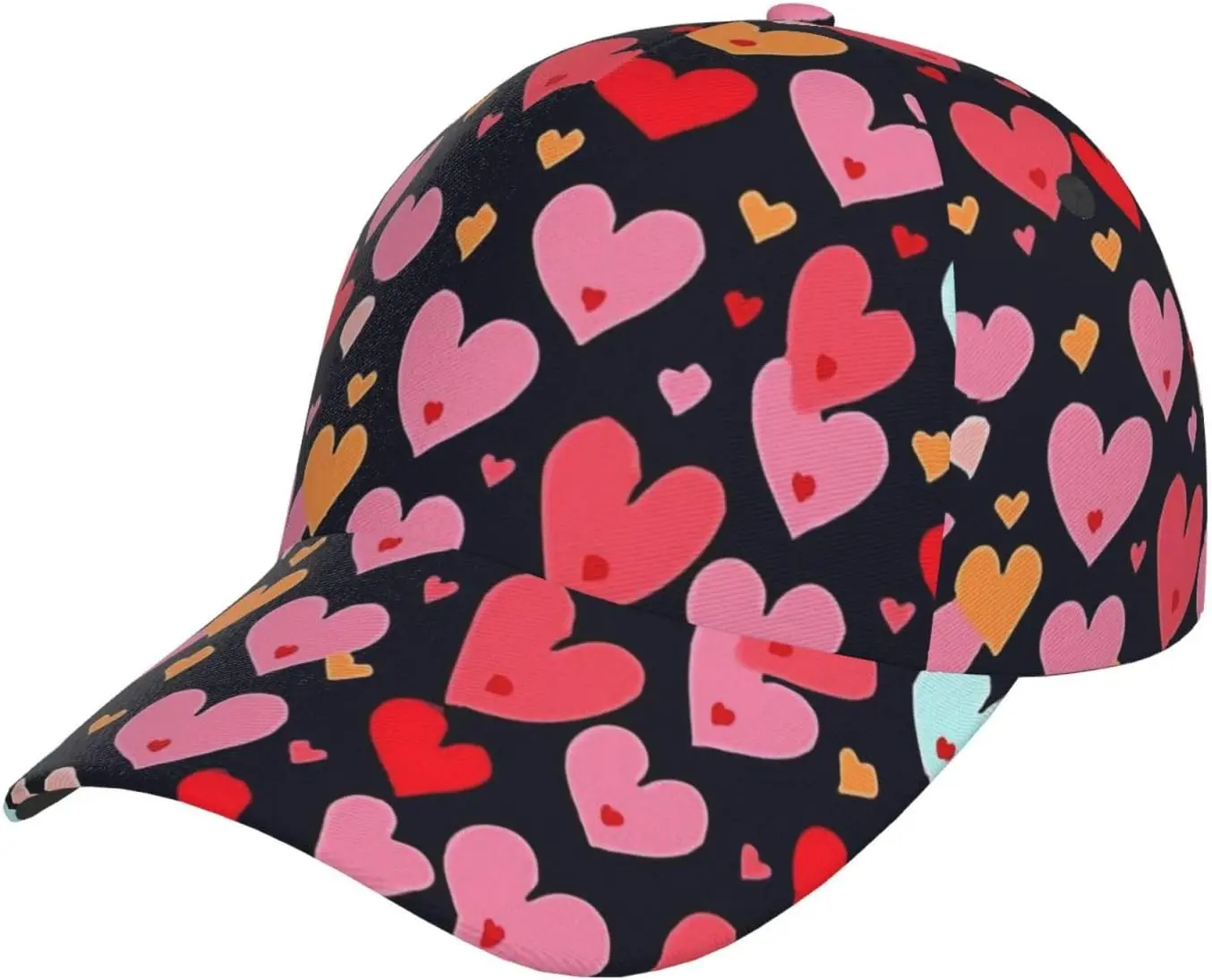 

Cute Valentine's Day Hat Red Hearts Baseball Cap Golf Dad Trucker Hats for Men Women