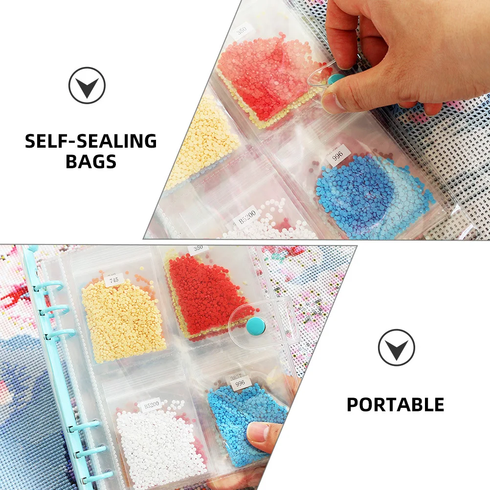 

1Set Rhinestone Storage Pouch Organizer Book Self-Sealing Clear Bags for Supplies DIY Handicraft Tools