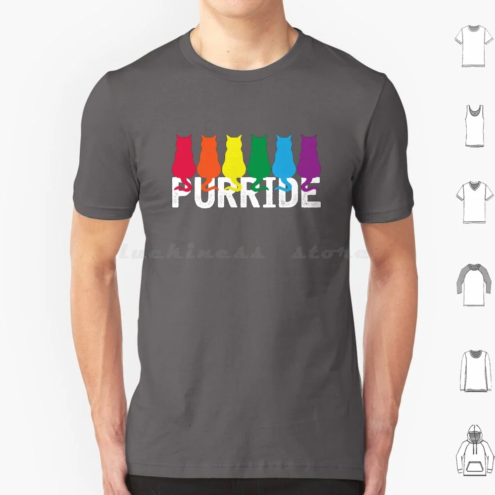 Purride T Shirt 6Xl Cotton Cool Tee Bisexual Trans Pride Sexuality Cats Pussy Rainbow Flag Feline