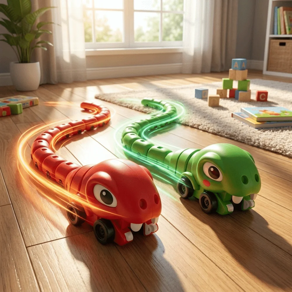 Magnetic Greedy Snake Car Wireless with Energy Beans Battle Interactive Realistic Remote Control Remote Control Car Indoor Use
