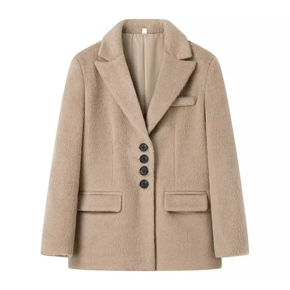 2025 Vrouwen Winter Blazer Jas Kraagvorm Warme Jas Kraagvorm Fashion Design Blazer Feminino Tops Kleding