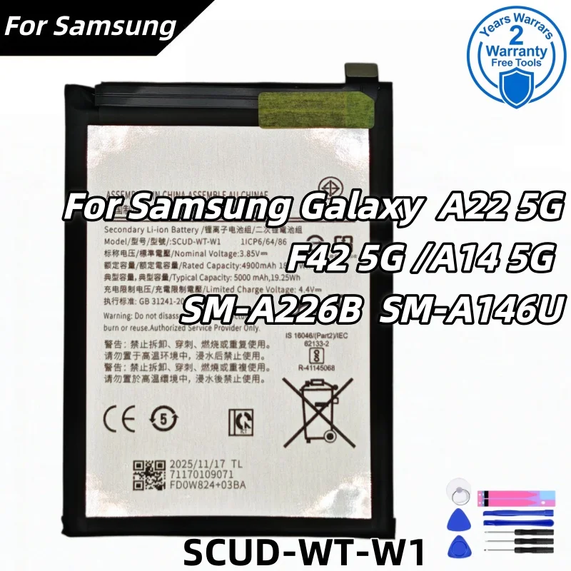 

Brand SCUD-WT-W1 5000mAh Battery For Samsung Galaxy A22 5G SM-A226B F42 5G A14 5G SM-A146U A146B A146P A146W +Free Tools
