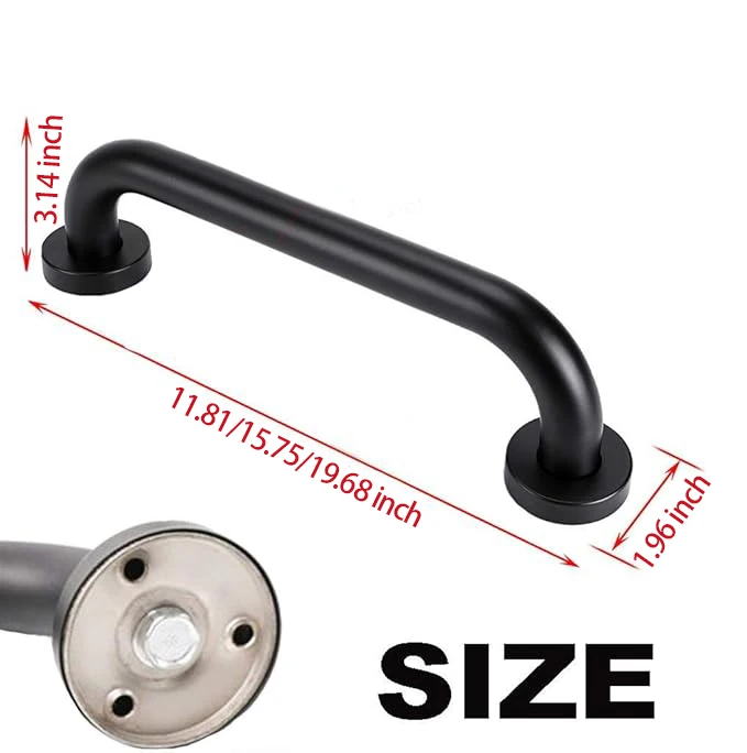 16 Inch Shower Grab Bar,Black Shower Handle,Bathroom Balance Bar,Safety Hand Rail Support Bar for Handicap Elderly Injury