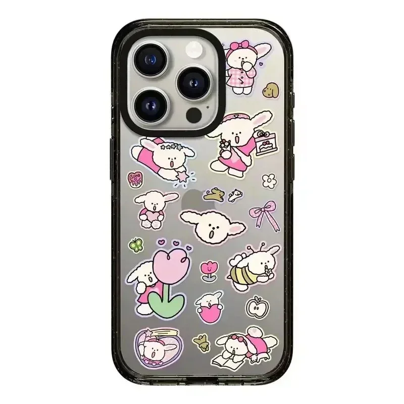 Relax Cartoon Acrylic Black Border iPhone 11 12 13 14 15 Pro Max Protective Case