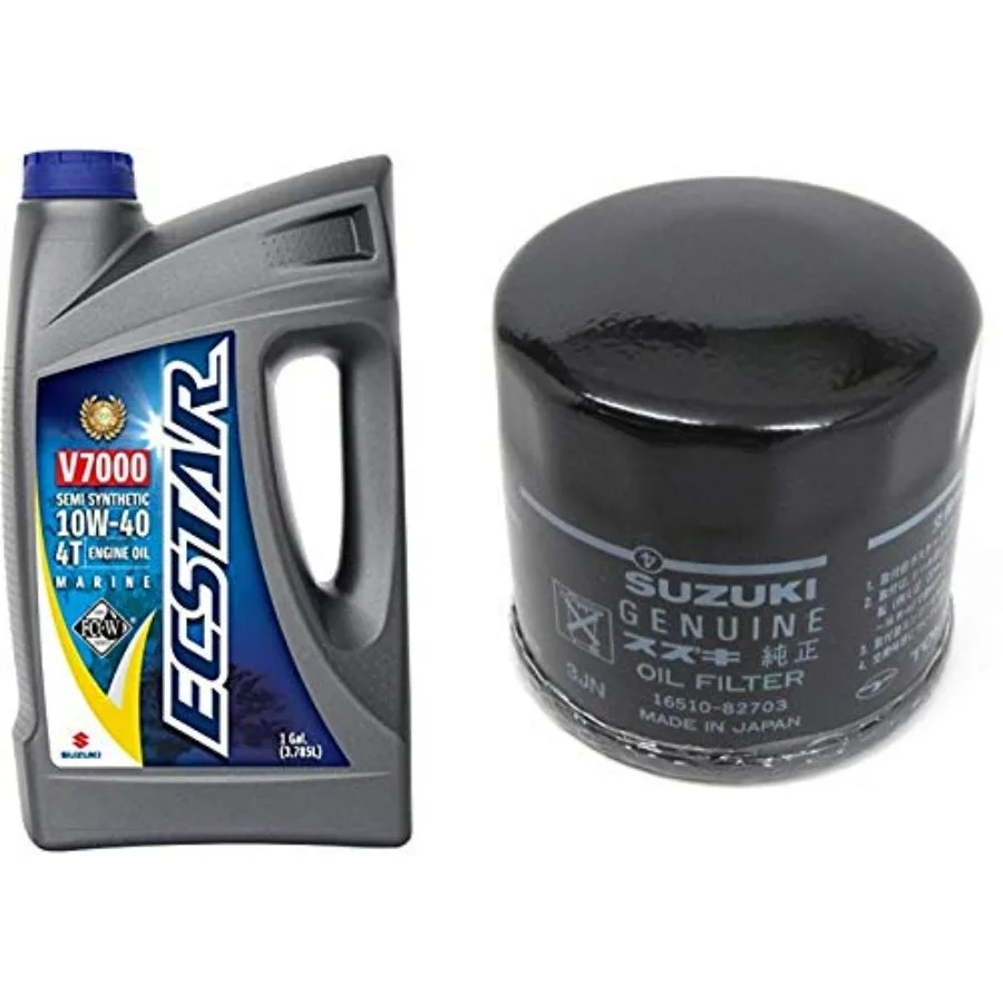 

Suzuki ECSTAR V7000 10W-40 Marine 4-Stroke Engine Oil 1 Gal with Oil Filter for Marine Applications High-Performance Synthetic