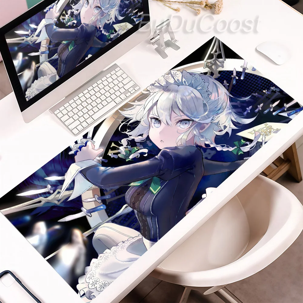 Large Anime Izayoi Sakuya Touhou Project Mousepad Rubber Non-Slip Overlock Deskmat PC Gamer Computer Keyboard Office Accessories