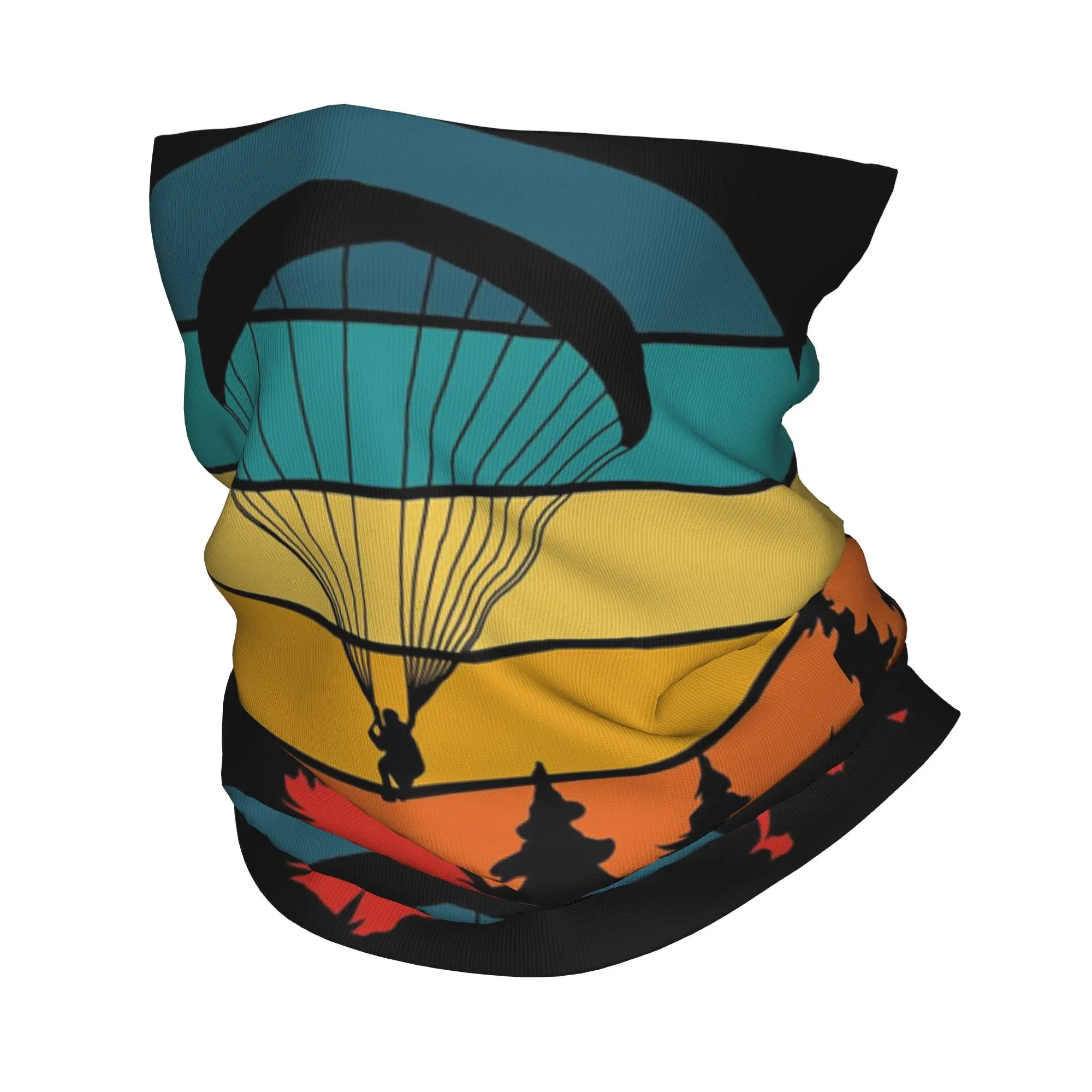 Golden Sunset Paragliding Adventure Bandana Neck Cover Printed Wrap Scarf Face Mask Hiking Fishing For Men Women Breathable