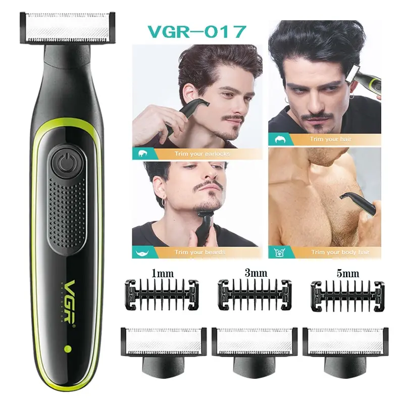 VGR Rechargeable Electric Shaver for Men Beard Trimmer Stubble Body Groomer Shaving Machine Wet Dry Facial Body Hair Trimmer