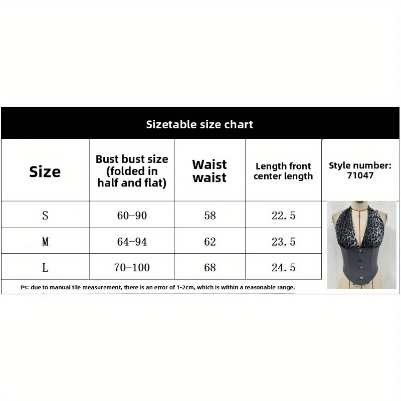 حار فتاة ليوبارد طباعة المرقعة مثير معلقة الرقبة العميق الخامس هيكل السمكة مع زر داخل سترة سليم صالح للنساء