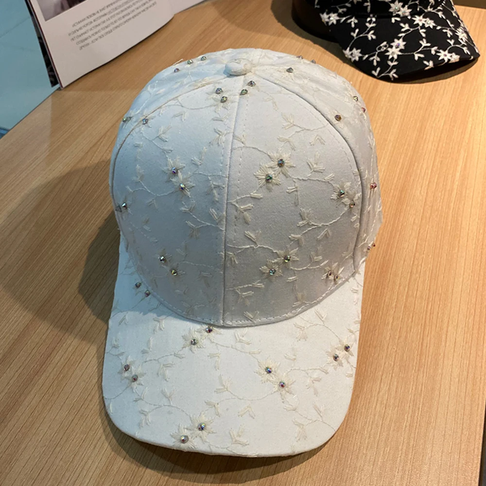 Princess Style Flower Embroidery Baseball Caps Spring and Summer Women Sunscreen Cap Breathable Lady Snapback Hats Young Girl