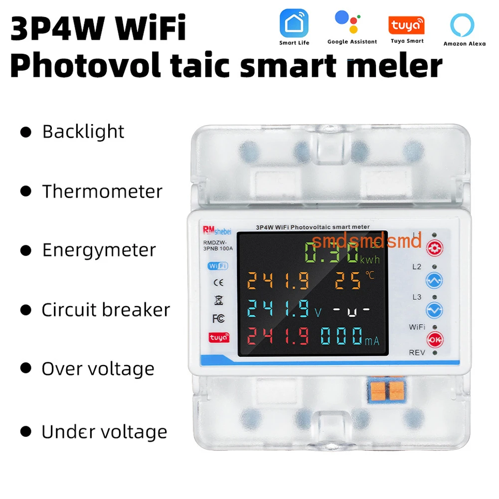 WiFi Smart Circuit Breaker Automatic Reclosure Protector 3P4W Power Meter Three Phase Reclosure Switch Electricity Metering