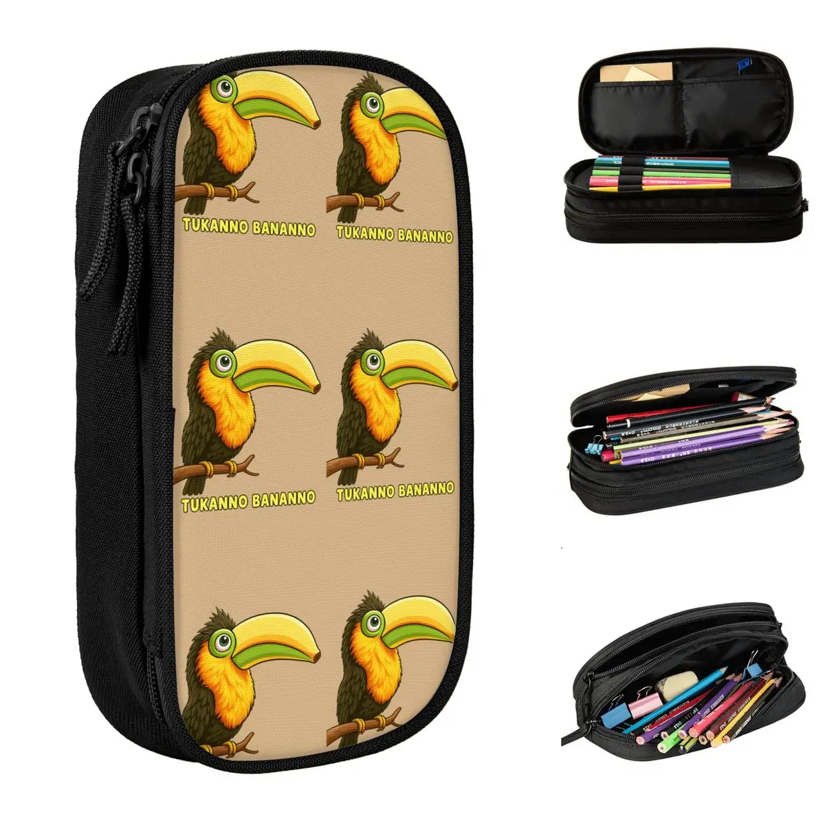 

Italian Brainrot Tukanno Bananno Pencil Case Zipper Pencil Box Students Retro College School Pencil Cases Stationery