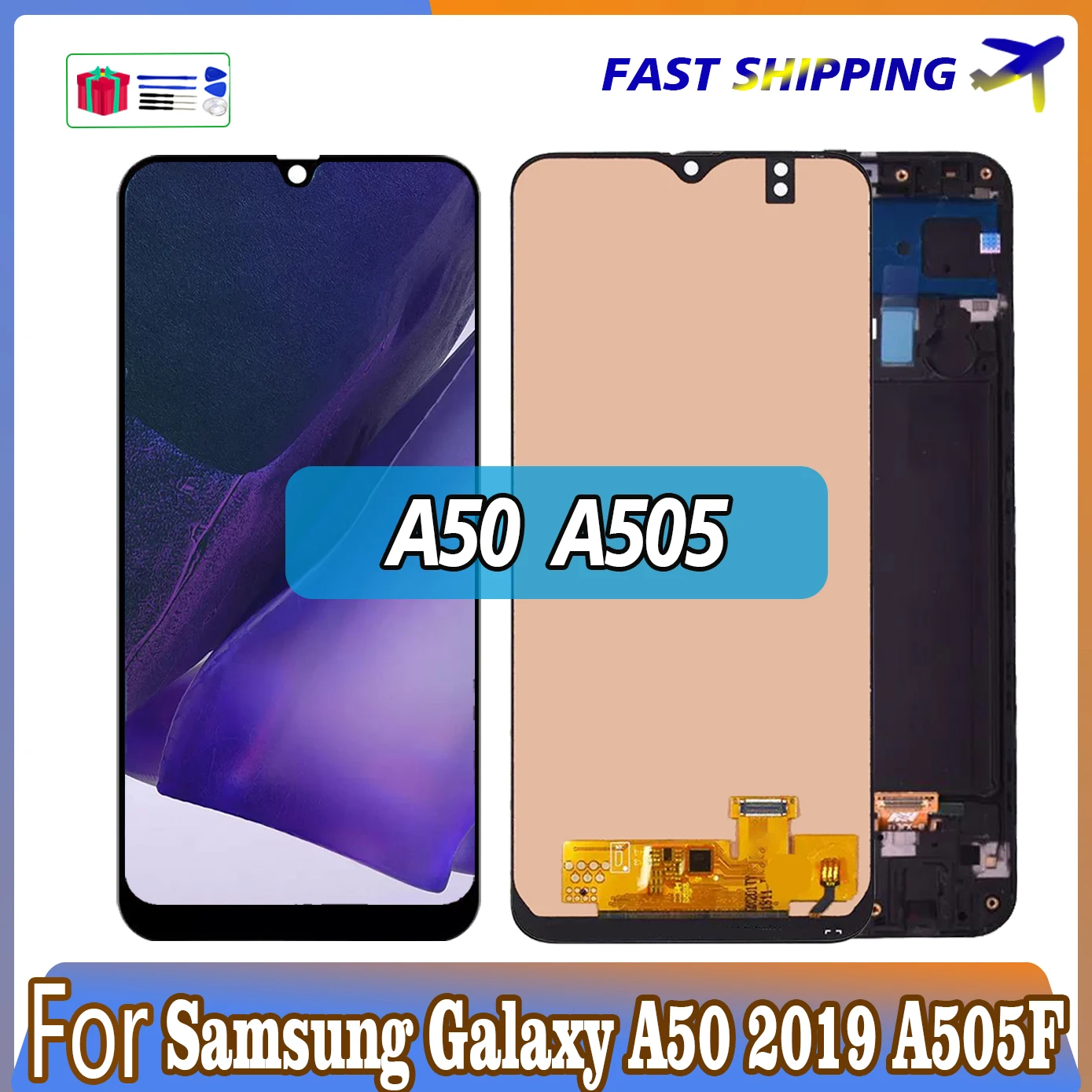 

Протестированный AMOLED ЖК-дисплей для Samsung Galaxy A50 A505 SM-A505FN/DS, сенсорный экран для Samsung A50 A505F/DS, ЖК-дигитайзер в сборе