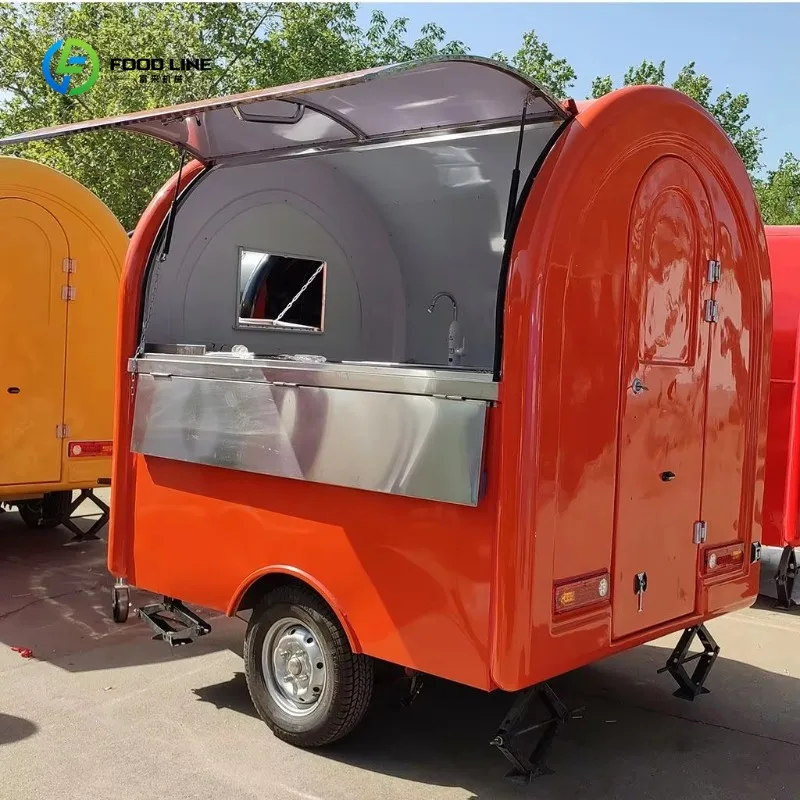 Round Ice Cream Hot Dog Food Cart Trailer Truck for Commercial Catering Use Custom