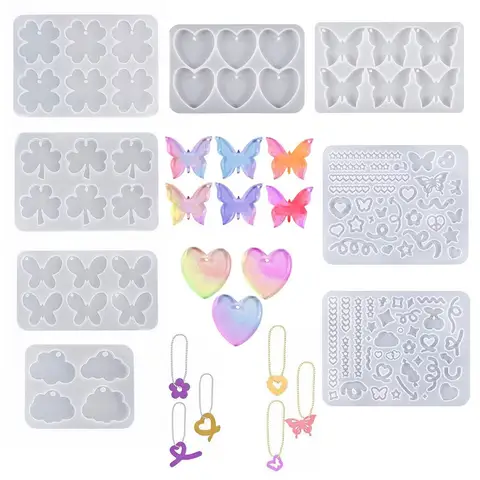 Snasan molde de silicone coração estrela flor borboleta pingente fazendo geometria artesanal diy ferramenta uv resina epóxi moldes de silicone