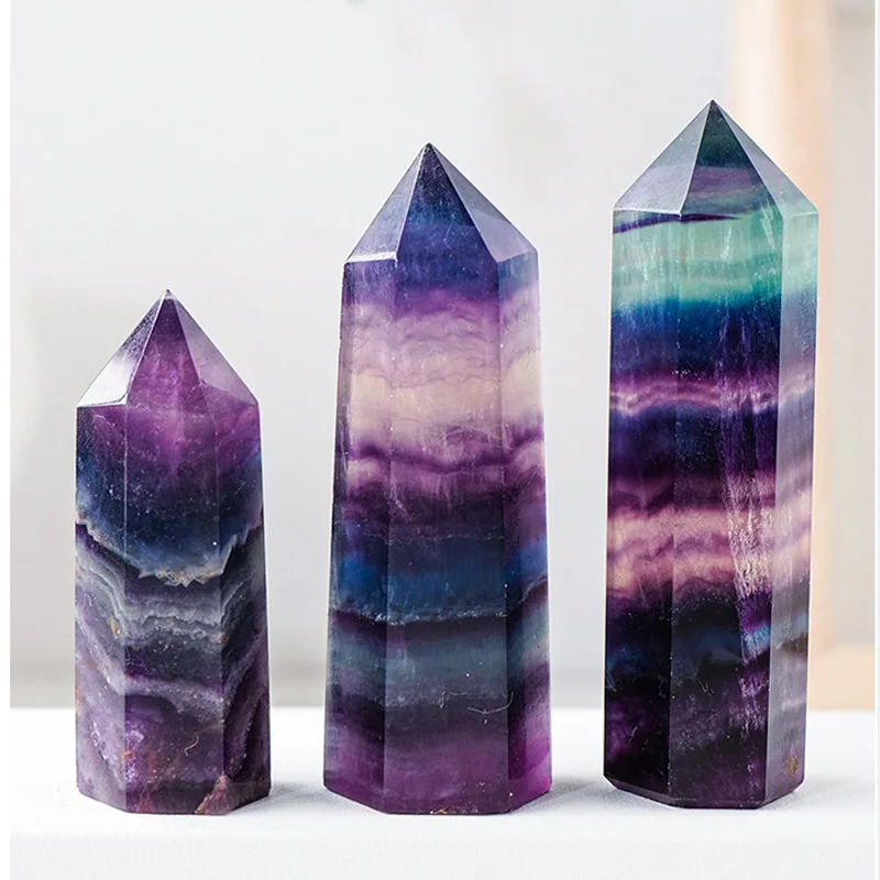 

Радужная Шестигранная Призма 3-10 см, естественное искусственное Полосатое восстанавливающее каменное украшение, подарки, украшение комнаты