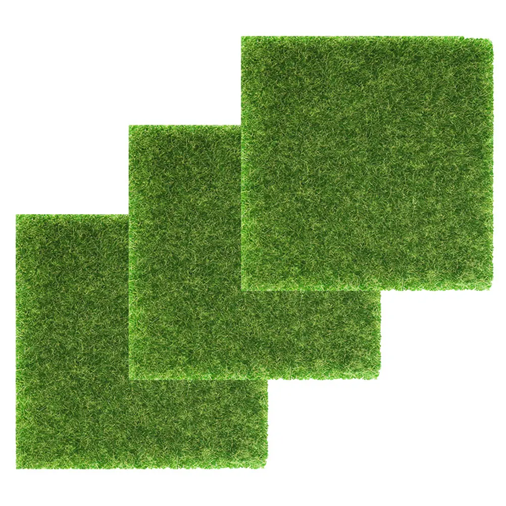 

3pcs Fake Cuttable Artificial Lawn Mat Fake Turf Pad For Sand Table Sand Table Decoration Diy Train Layout Decoration