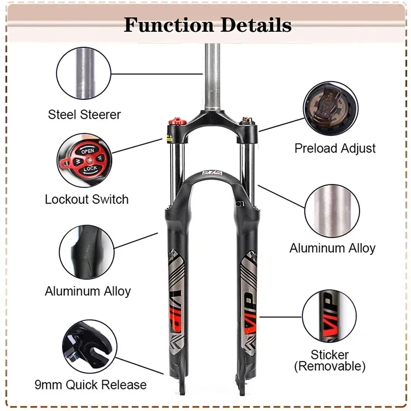 BUCKLOS Air Suspension 29 MTB Fork 26 27.5 29 9*100mm Bicycle Fork Aluminum Alloy Forks Durable Suspension Mountain Bike Forks